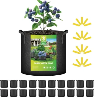iPower 20 Pack 3 Gallon Grow Bags 300G Thickened Sturdy Plant Fabric Pots with 20 Labels and Handles, Aeration Garden Cloth Planter Bag for Outdoor Fruits, Vegetables and Flowers