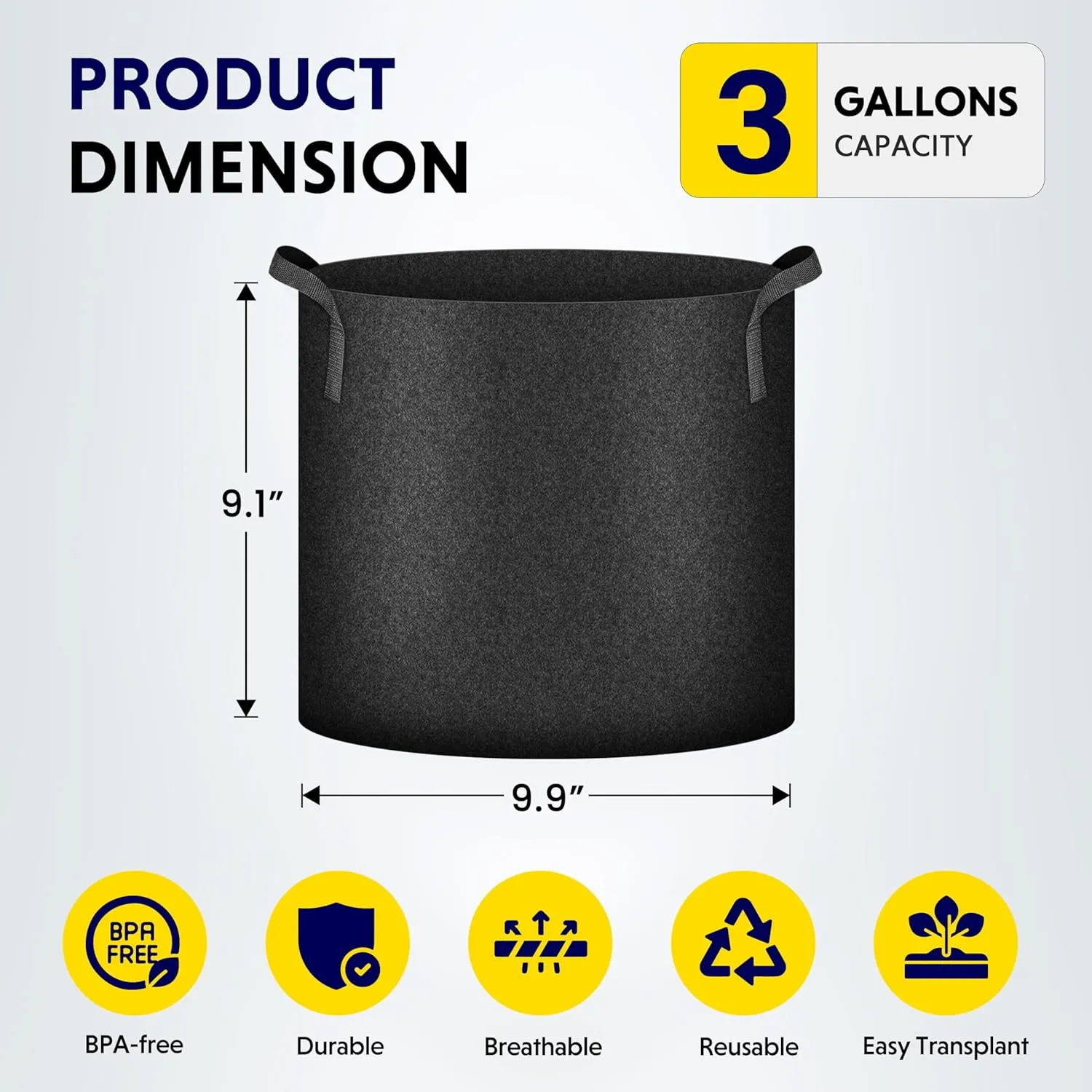 iPower 20 Pack 3 Gallon Grow Bags 300G Thickened Sturdy Plant Fabric Pots with 20 Labels and Handles, Aeration Garden Cloth Planter Bag for Outdoor Fruits, Vegetables and Flowers