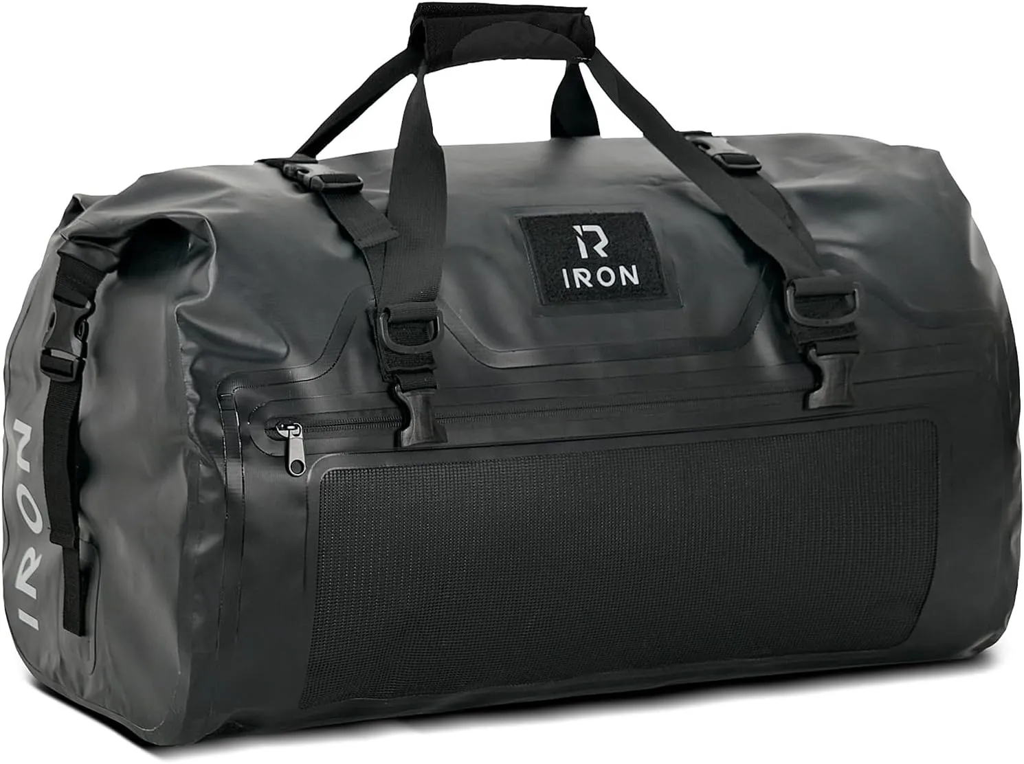 IRON JIA'S Motorcycle Dry Bag - Waterproof Duffle & Luggage Tail Bag Saddle Bags with Roll Top Closure, Shoulder Straps, Inner Pocket and Mesh Pocket (Black, 30L)