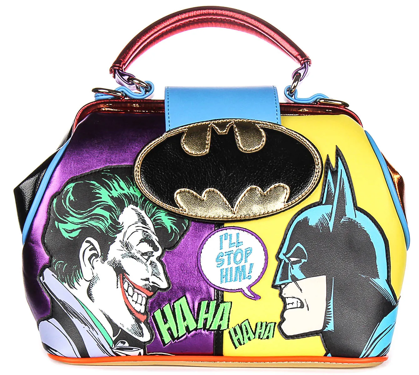 Irregular Choice I'Ll Stop Him In Yellow Purple Batman Bag