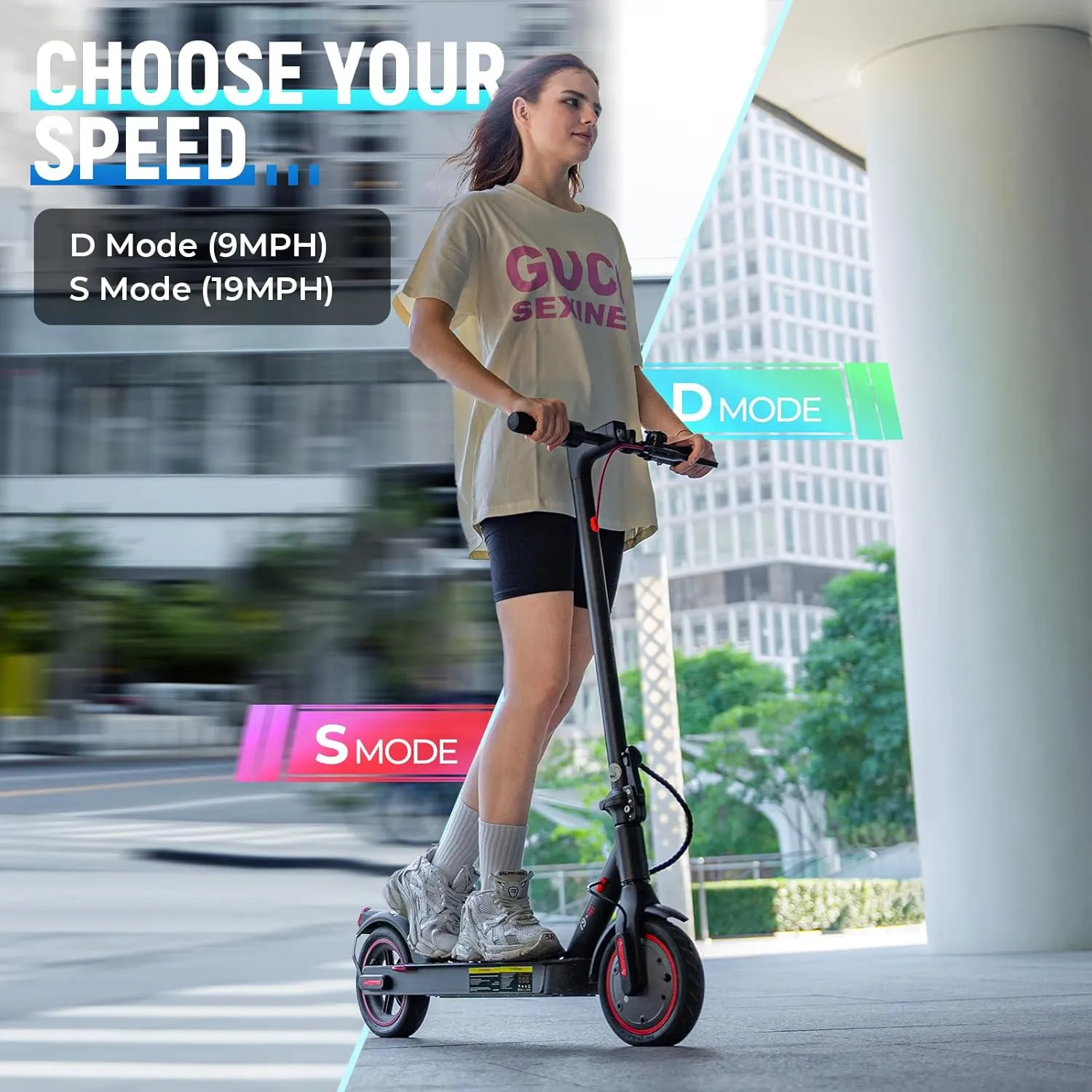 iScooter Electric Scooter for Adults, 18/12 Miles Long Range,22/19/15.6 Mph Top Speed, Commuting Electric Scooter with Cruise Control, Double Braking Systems Escooter for Adults and Teens