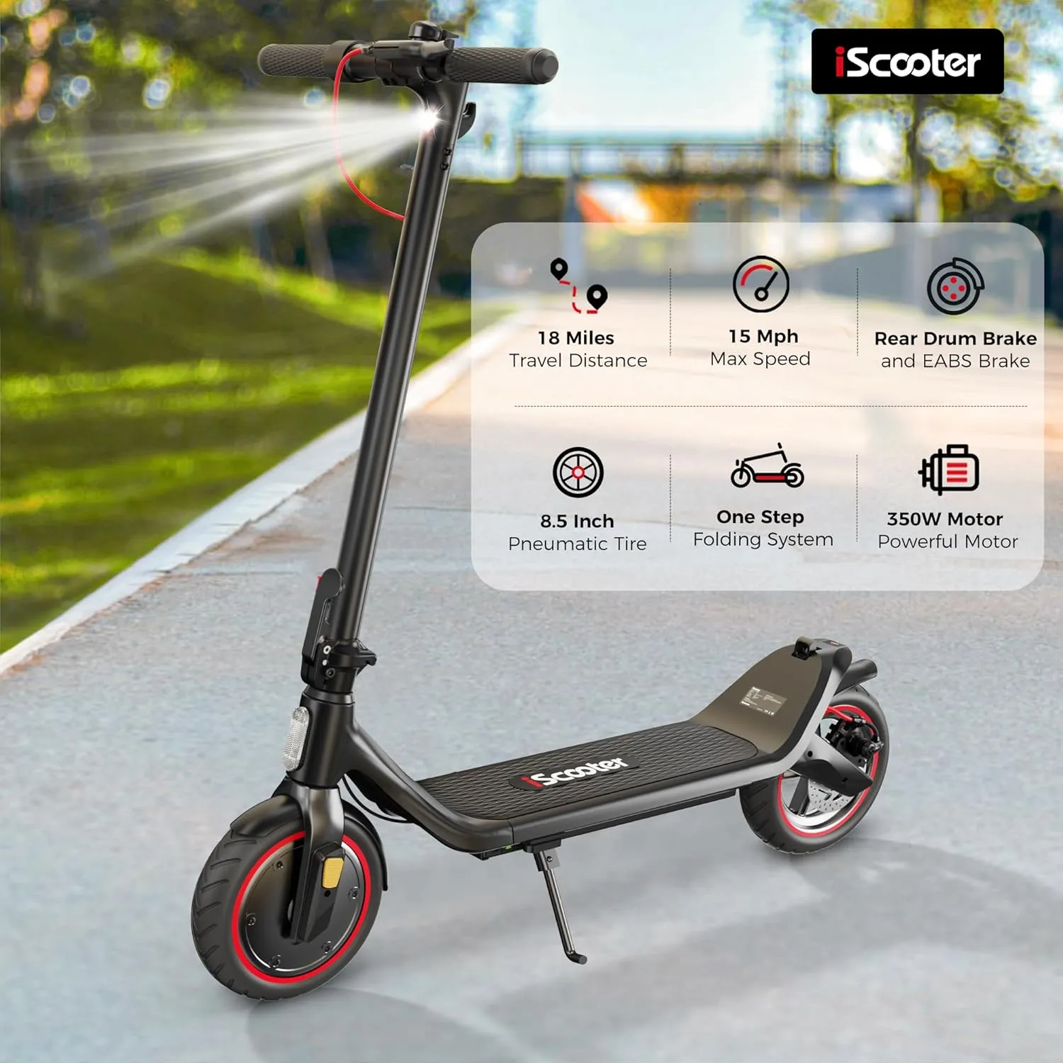 iScooter Electric Scooter for Adults, 18/12 Miles Long Range,22/19/15.6 Mph Top Speed, Commuting Electric Scooter with Cruise Control, Double Braking Systems Escooter for Adults and Teens