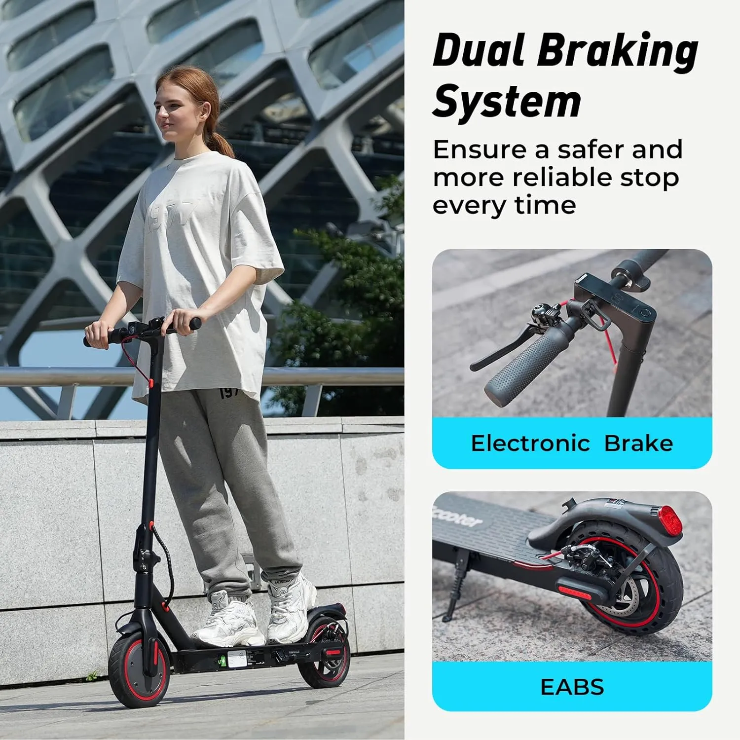 iScooter Electric Scooter for Adults, 18/12 Miles Long Range,22/19/15.6 Mph Top Speed, Commuting Electric Scooter with Cruise Control, Double Braking Systems Escooter for Adults and Teens