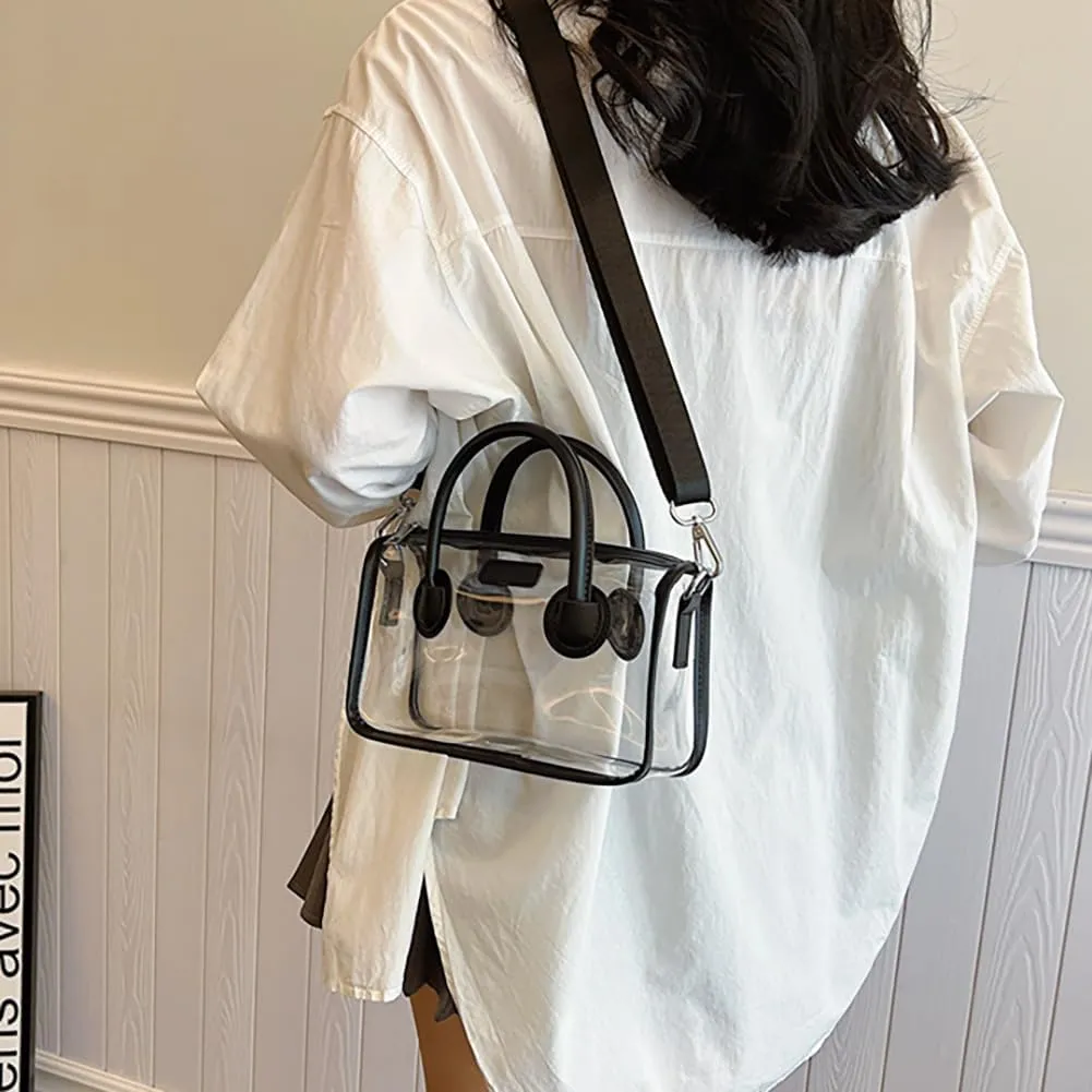 Ita bag Stadium Approved PVC Clear Purse, Top Handle Transparent Messenger Handbag with Removable Straps for Men and Women