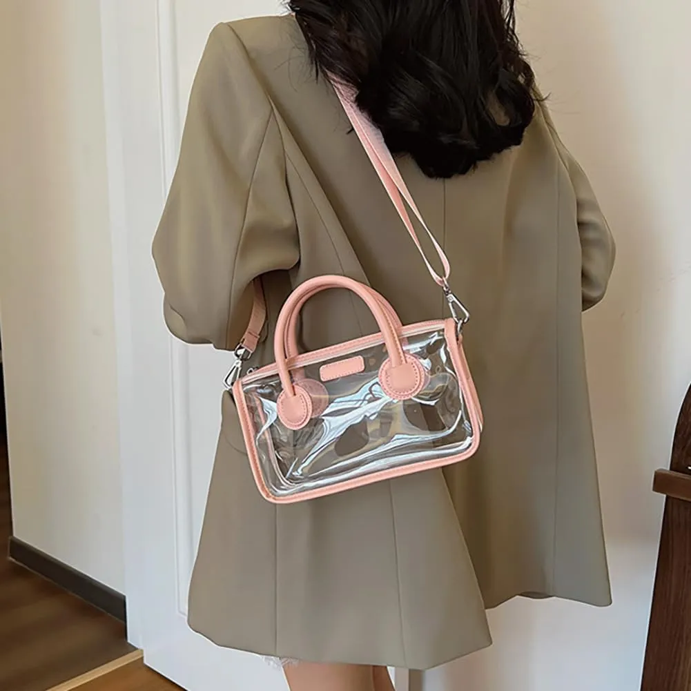Ita bag Stadium Approved PVC Clear Purse, Top Handle Transparent Messenger Handbag with Removable Straps for Men and Women