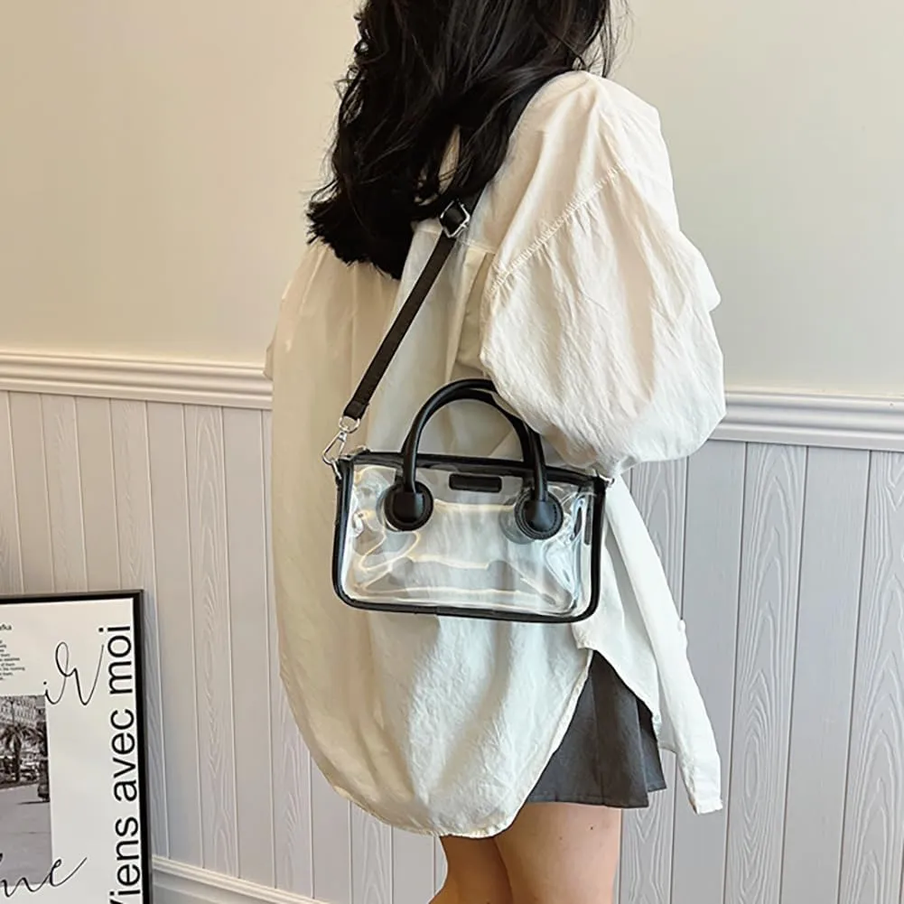 Ita bag Stadium Approved PVC Clear Purse, Top Handle Transparent Messenger Handbag with Removable Straps for Men and Women
