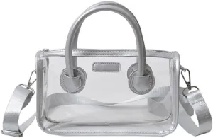 Ita bag Stadium Approved PVC Clear Purse, Top Handle Transparent Messenger Handbag with Removable Straps for Men and Women