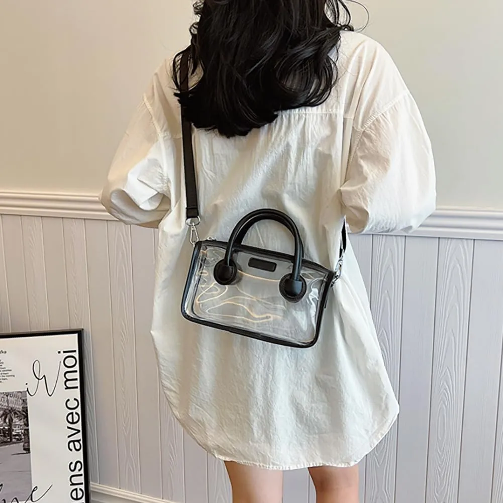 Ita bag Stadium Approved PVC Clear Purse, Top Handle Transparent Messenger Handbag with Removable Straps for Men and Women