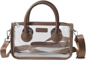 Ita bag Stadium Approved PVC Clear Purse, Top Handle Transparent Messenger Handbag with Removable Straps for Men and Women