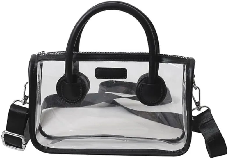 Ita bag Stadium Approved PVC Clear Purse, Top Handle Transparent Messenger Handbag with Removable Straps for Men and Women