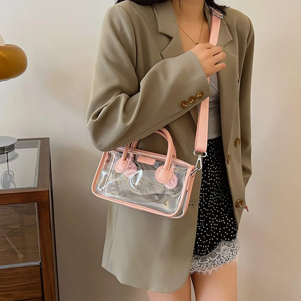 Ita bag Stadium Approved PVC Clear Purse, Top Handle Transparent Messenger Handbag with Removable Straps for Men and Women