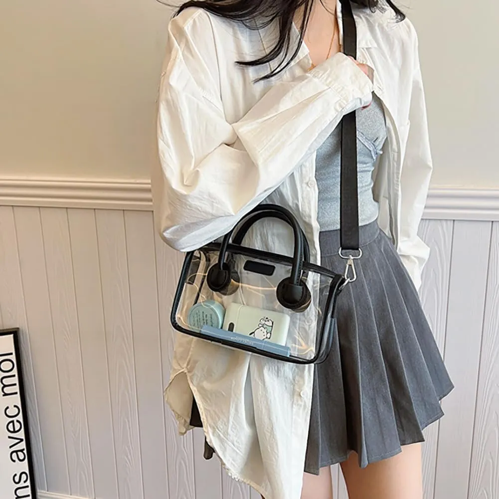 Ita bag Stadium Approved PVC Clear Purse, Top Handle Transparent Messenger Handbag with Removable Straps for Men and Women