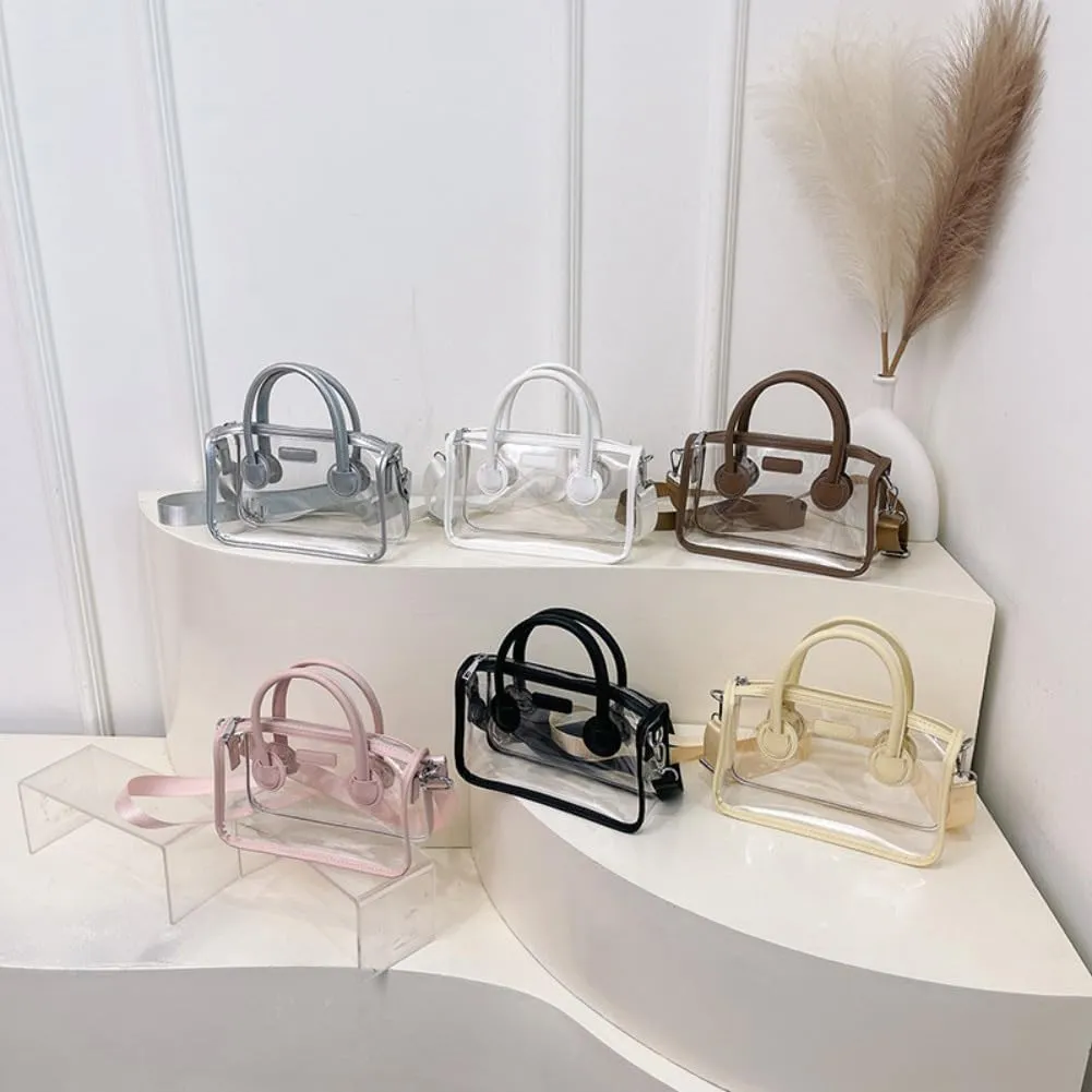 Ita bag Stadium Approved PVC Clear Purse, Top Handle Transparent Messenger Handbag with Removable Straps for Men and Women