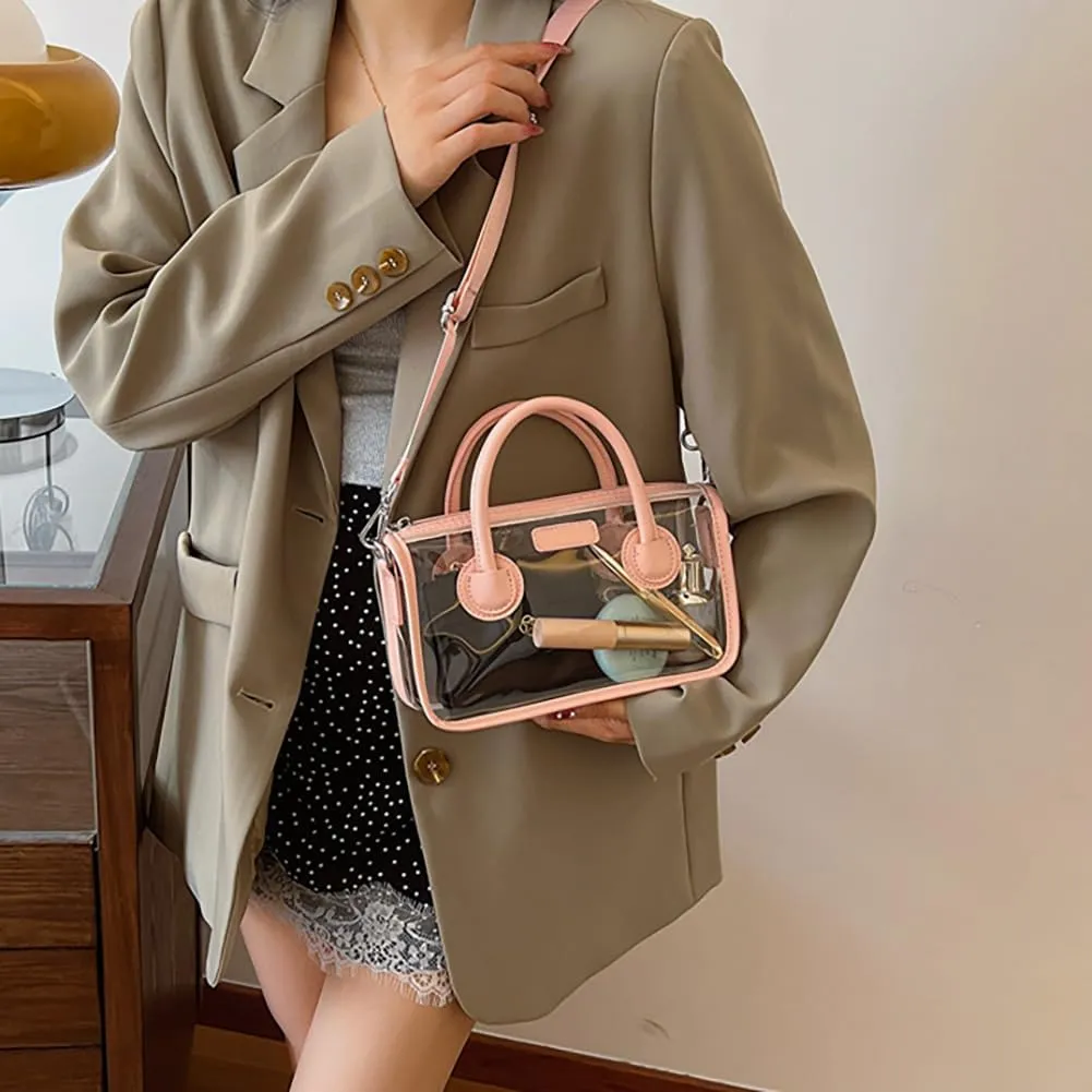 Ita bag Stadium Approved PVC Clear Purse, Top Handle Transparent Messenger Handbag with Removable Straps for Men and Women