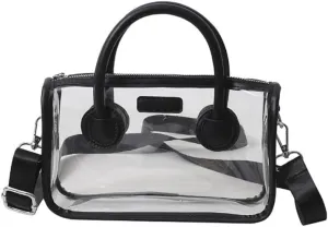 Ita bag Stadium Approved PVC Clear Purse, Top Handle Transparent Messenger Handbag with Removable Straps for Men and Women