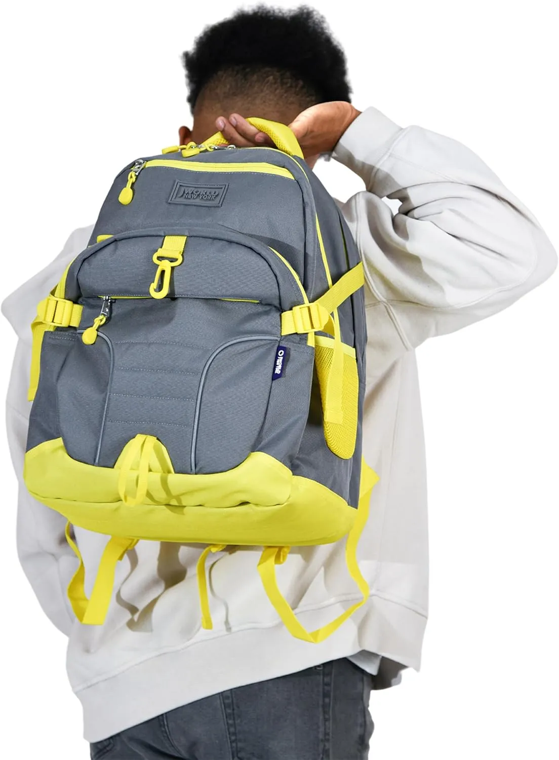 J World New York Atom Multi-Compartment Laptop Backpack, Palm Leaves, 18.5 X 13 X 7.5 (H X W X D)