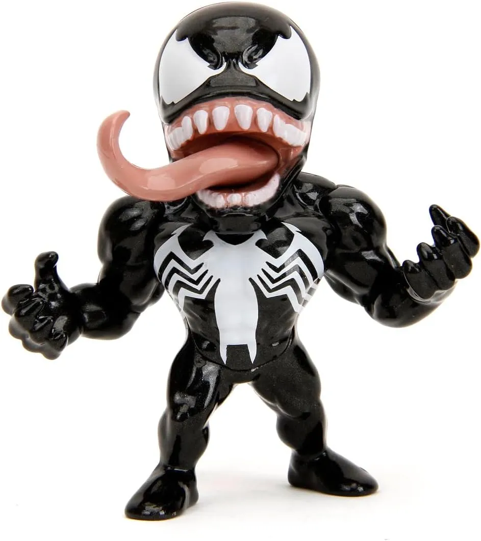 Jada Toys Set of 4 Marvel Spider-Man Figures (Spider-Man, Venom, Miles Morales, Spider-Man 2099) - 4 Collectible Metal Figures, 6 cm Each, for Fans and Collectors from 8 Years, Wave 1