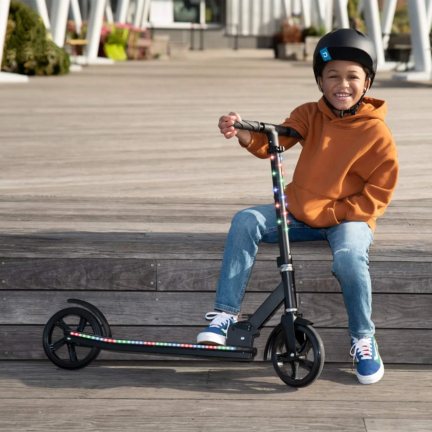 Jetson 2-Wheel Kick Scooter, Sturdy Wide Deck, Height Adjustable Handlebar, Rear Brake, Easy-Folding Mechanism, 8 inch wheels