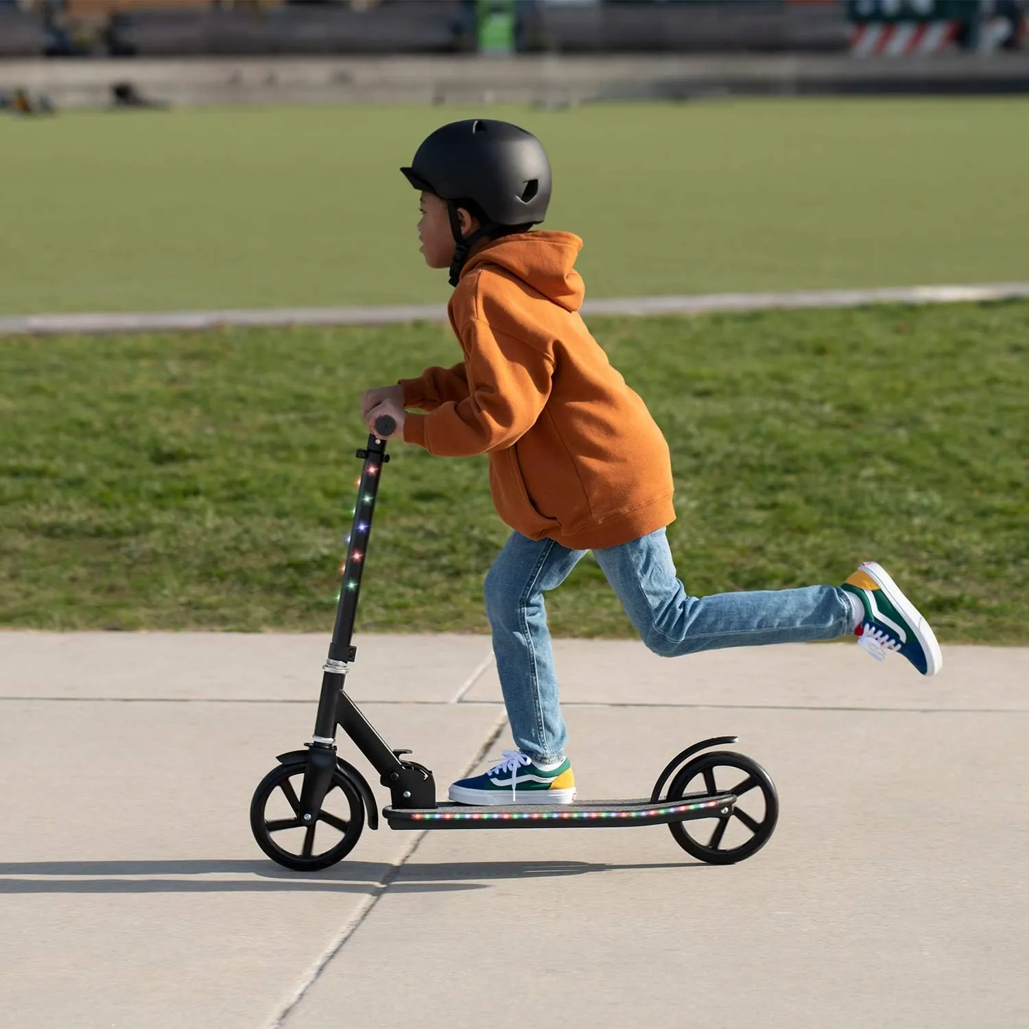 Jetson 2-Wheel Kick Scooter, Sturdy Wide Deck, Height Adjustable Handlebar, Rear Brake, Easy-Folding Mechanism, 8 inch wheels