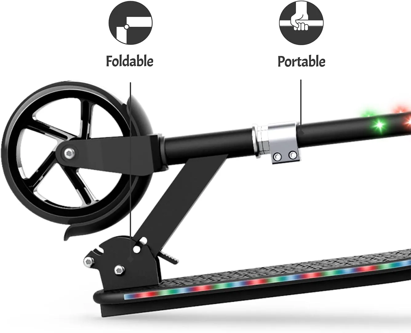 Jetson 2-Wheel Kick Scooter, Sturdy Wide Deck, Height Adjustable Handlebar, Rear Brake, Easy-Folding Mechanism, 8 inch wheels