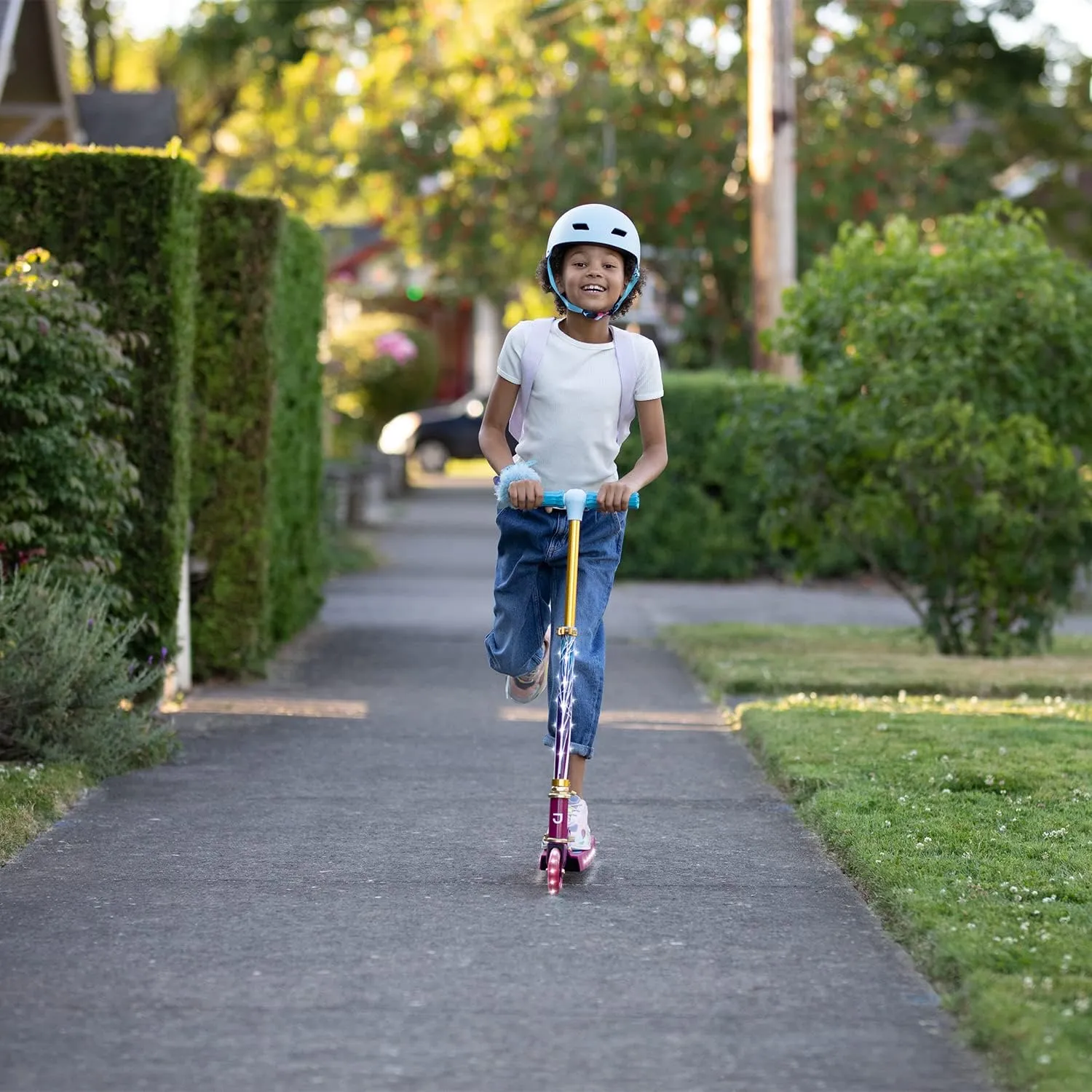 Jetson Character Kids Kick Scooter, LED Lights on Stem & Light-Up Wheels, Lightweight Frame, Height-Adjustable Handlebar, Lean-to-Steer System, Easy-Fold Mechanism