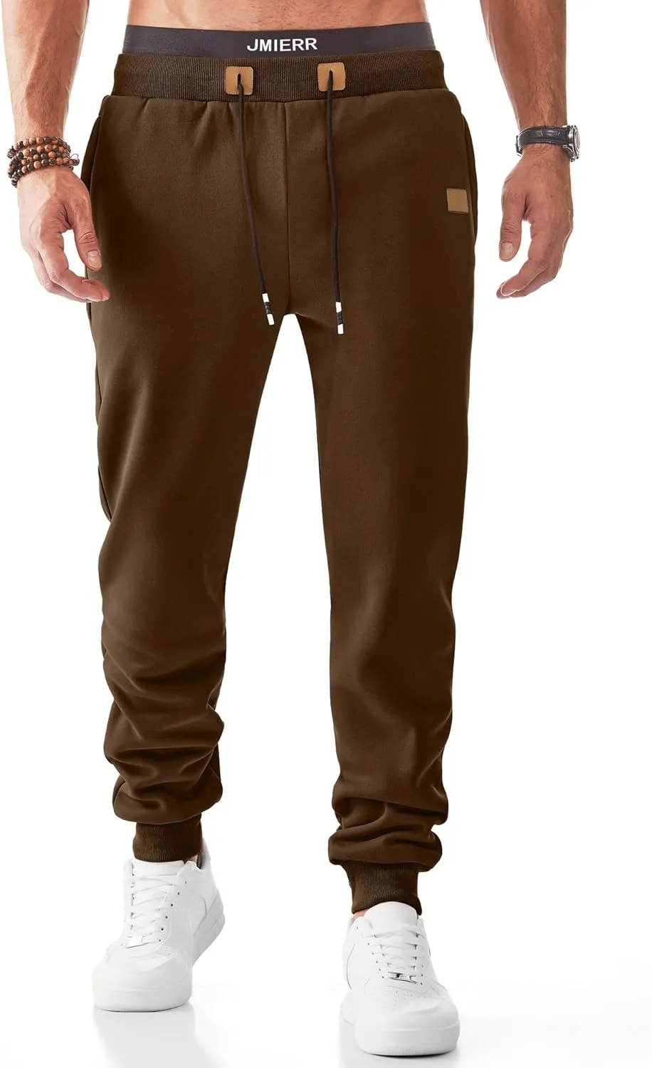 JMIERR Men's Sweatpants with Zipper Pockets Fleece Tapered Joggers Drawstring Waist Athletic Gym Running Workout Track Pants