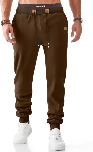 JMIERR Men's Sweatpants with Zipper Pockets Fleece Tapered Joggers Drawstring Waist Athletic Gym Running Workout Track Pants