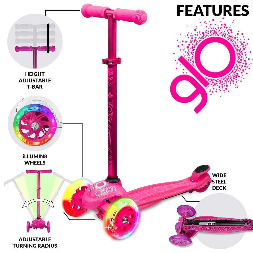 Joey GLO Pink - Kick Scooter with LED Light-Up Wheels
