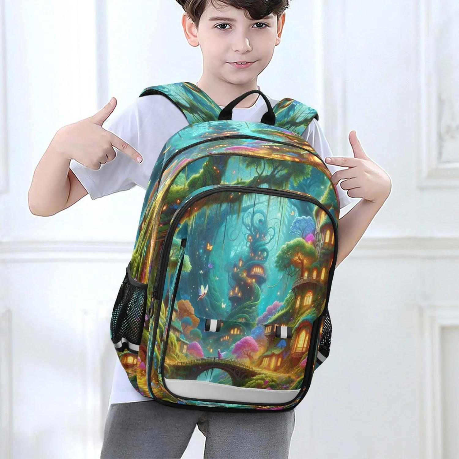 Joisal Fairytale Treehouse Elves Girl Backpacks Waterproof Kids Laptop Backpack Ages 6-12