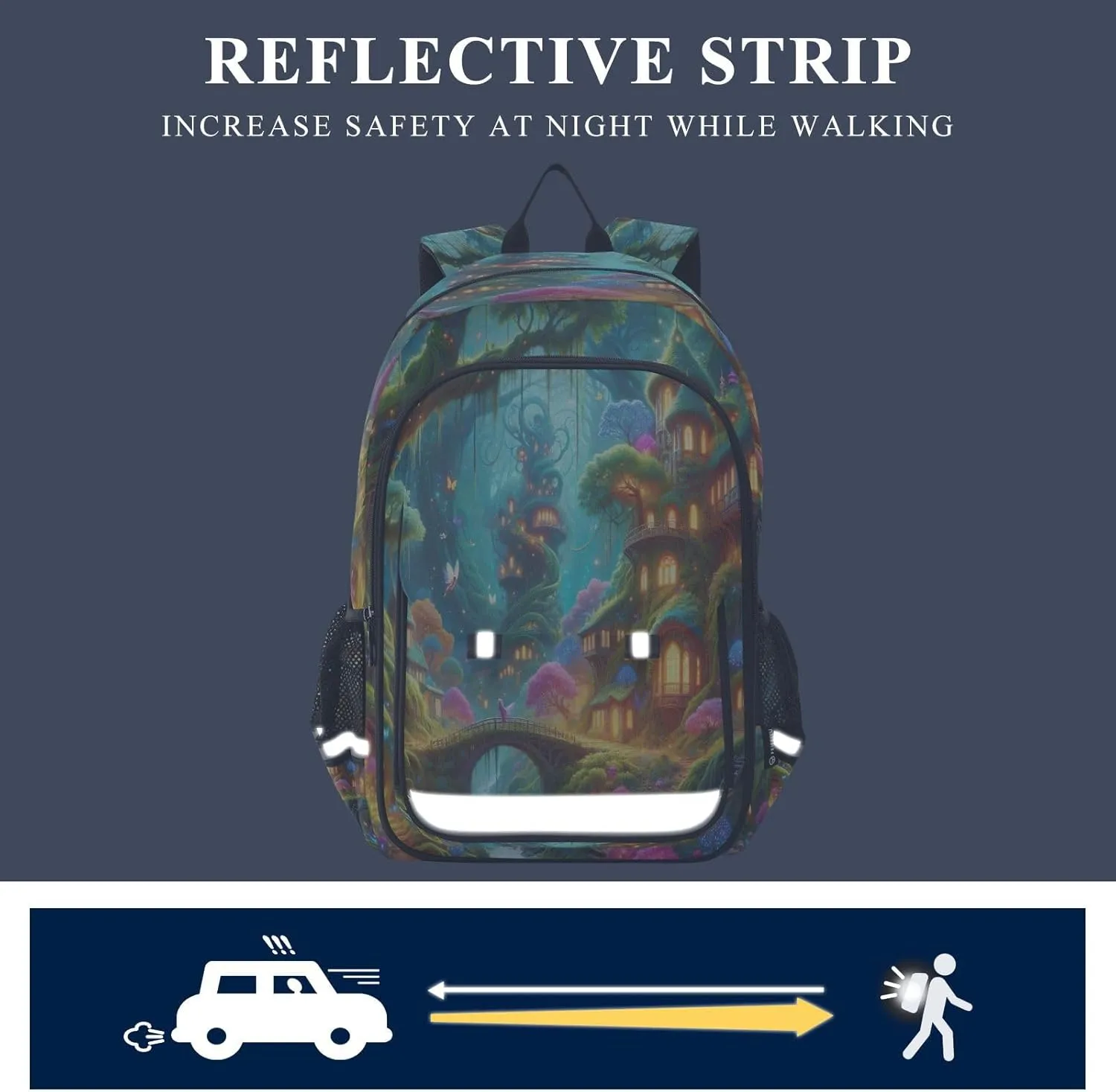 Joisal Fairytale Treehouse Elves Girl Backpacks Waterproof Kids Laptop Backpack Ages 6-12