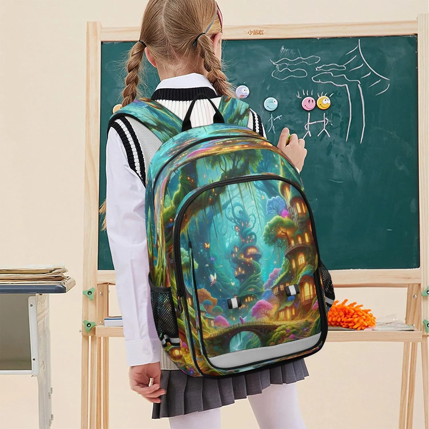 Joisal Fairytale Treehouse Elves Girl Backpacks Waterproof Kids Laptop Backpack Ages 6-12