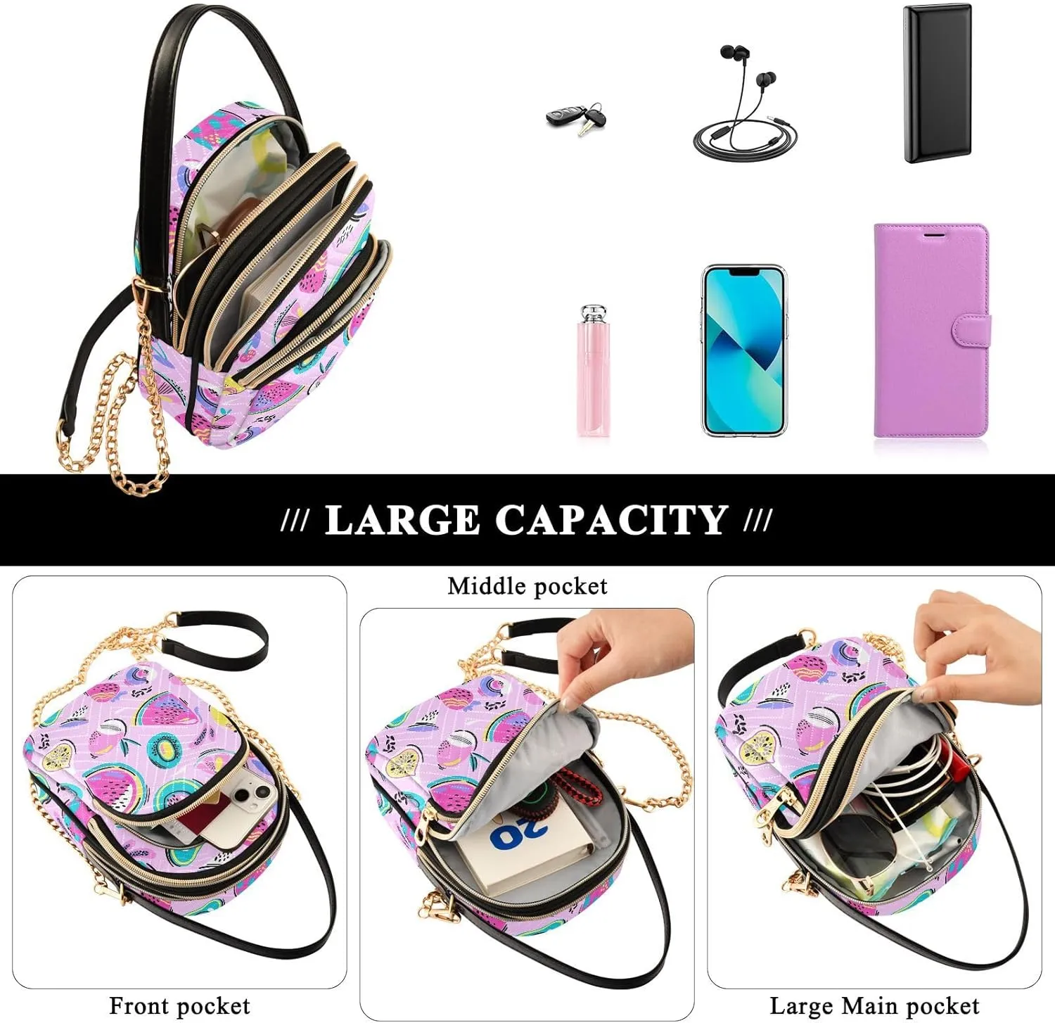 Joisal Long Hands Funny Multicolor Anti Theft Crossbody Bag, Handbags for Women Trendy Messenger Bag