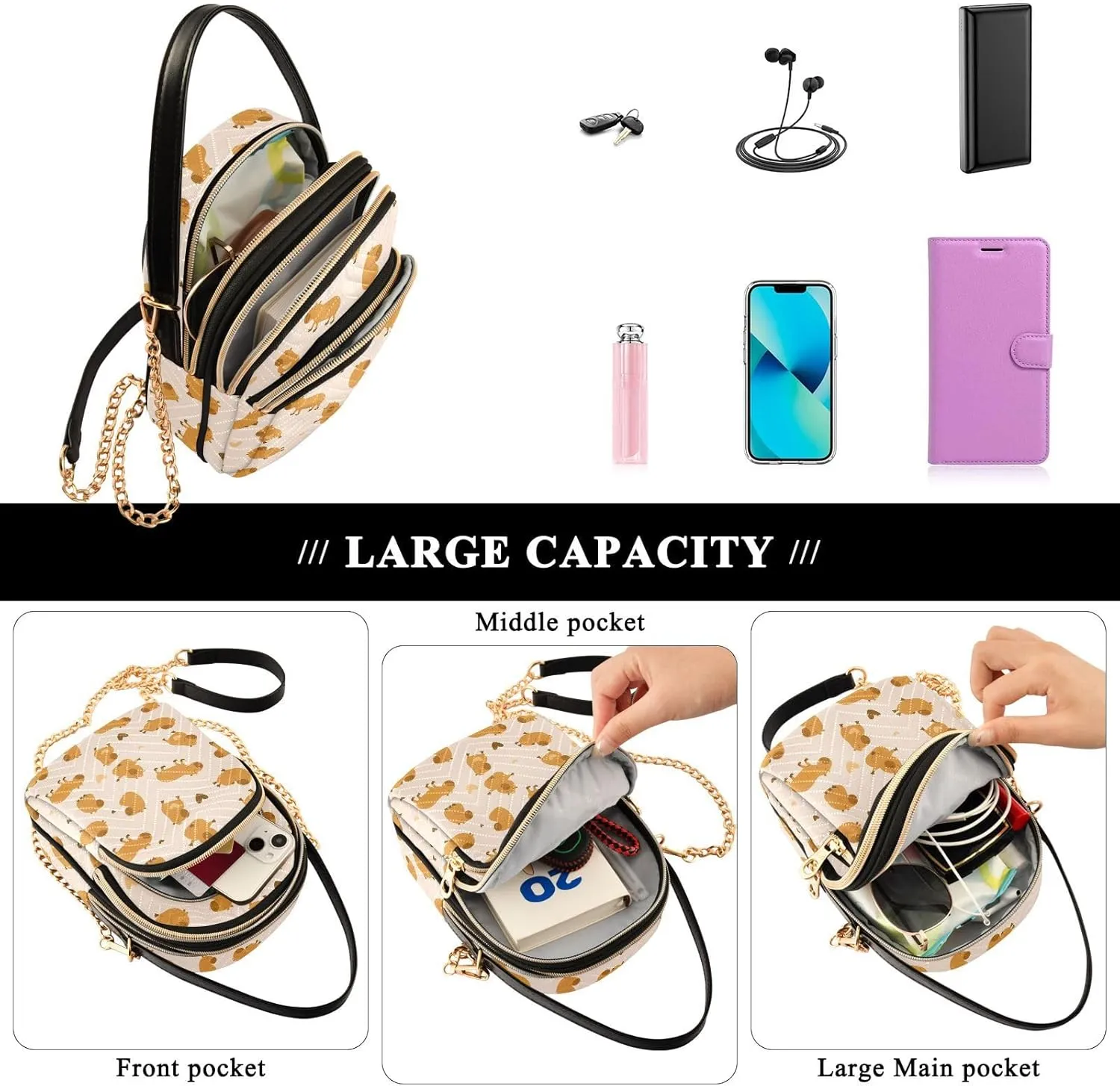 Joisal Long Hands Funny Multicolor Anti Theft Crossbody Bag, Handbags for Women Trendy Messenger Bag