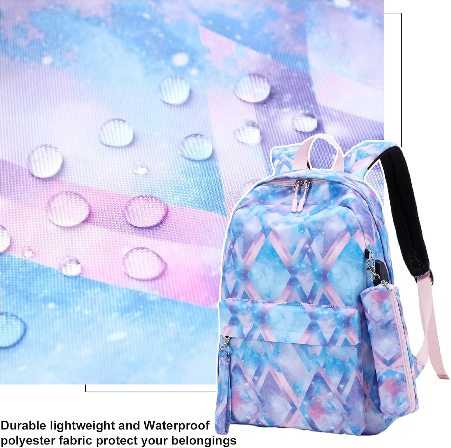 Joyfulife Starry Blue Kids Backpack for School Boys Girls Primary Backpack Lightning Bookbags Travel Laptop Backpack Daypacks