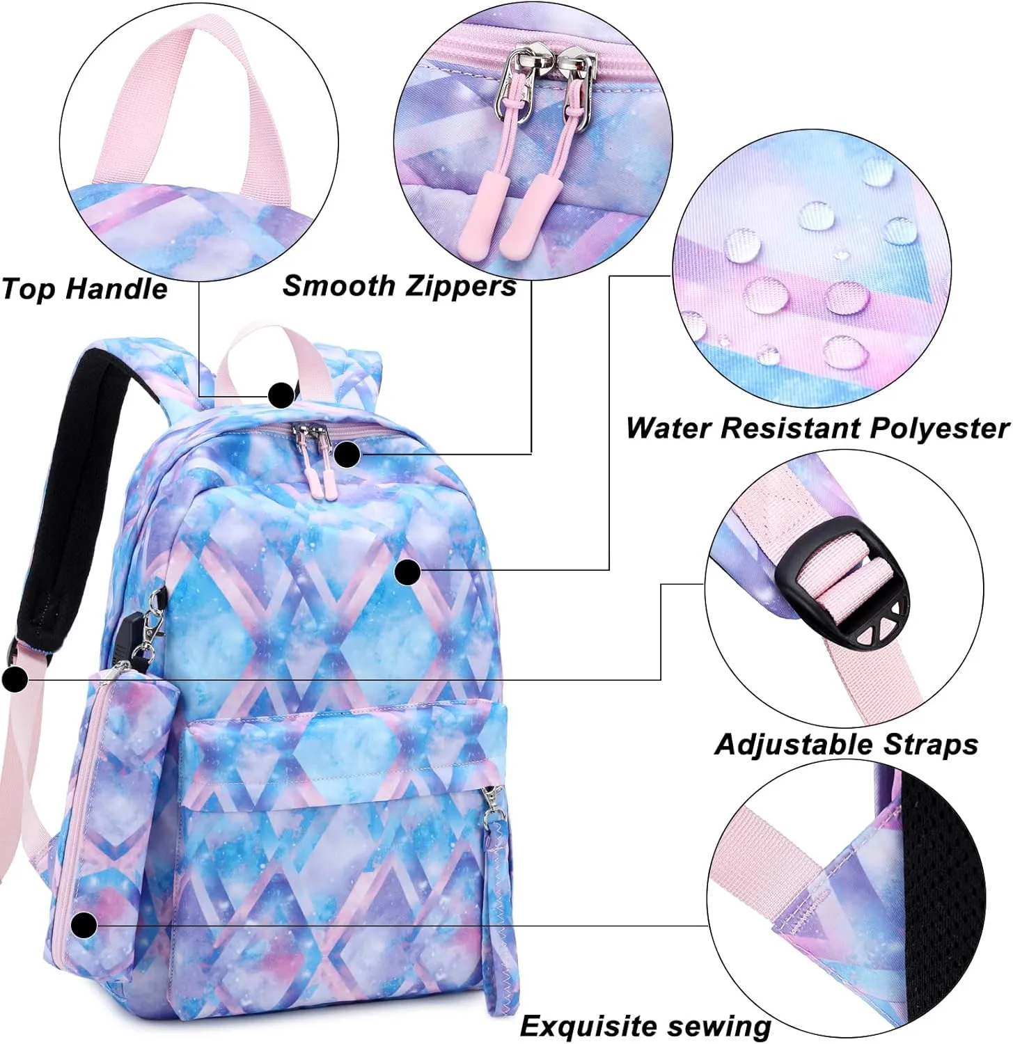 Joyfulife Starry Blue Kids Backpack for School Boys Girls Primary Backpack Lightning Bookbags Travel Laptop Backpack Daypacks