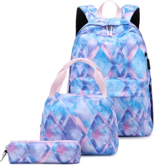 Joyfulife Starry Blue Kids Backpack for School Boys Girls Primary Backpack Lightning Bookbags Travel Laptop Backpack Daypacks