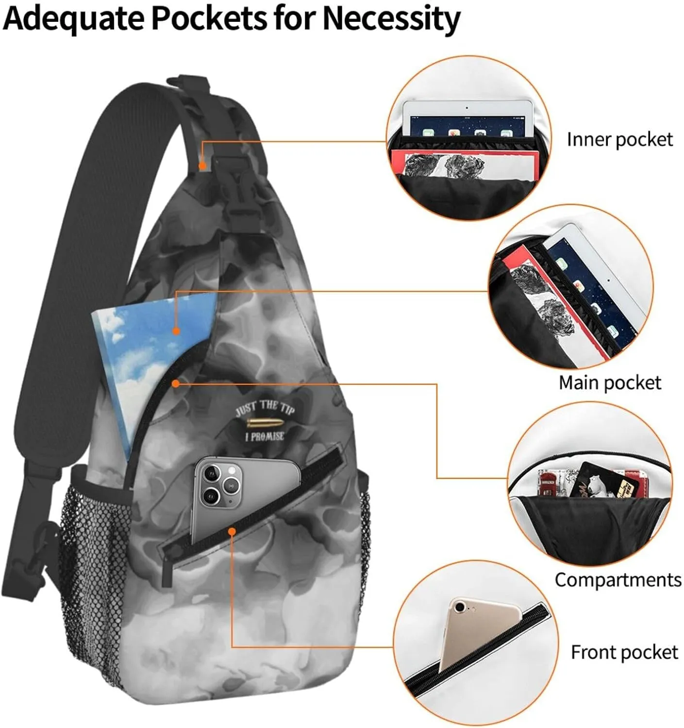 Just The Tip I Promise Sling Bag Crossbody Backpack Shoulder Casual Daypack Bag for Men Women