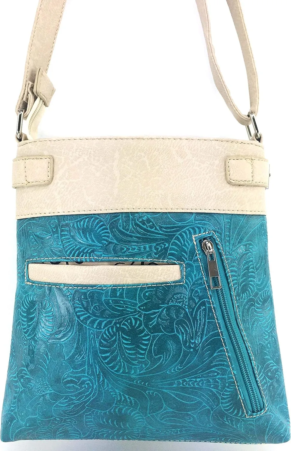 Justin West Tooled Winged Sugar Skull Roses Laser Cut Chain Shoulder Concealed Carry Handbag Purse Wallet Messenger Bag