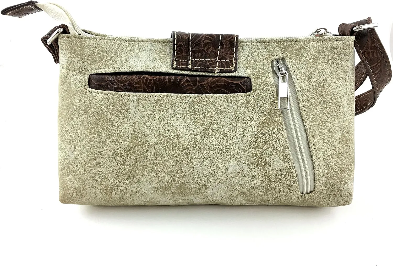 Justin West Western Tooled Laser Cut Rhinestone Buckle Messenger Bag Purse with Long Crossbody Strap