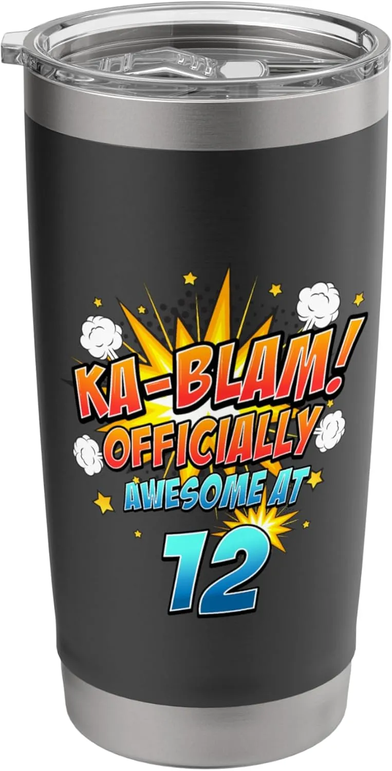 Ka-Blam 12 Year Old Boys 12th Birthday Comic Book Super Hero Stainless Steel Insulated Tumbler