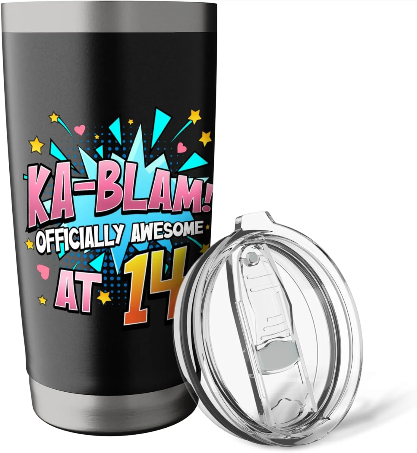 Ka-Blam 14 Year Old Girls 14th Birthday Comic Book Superhero Stainless Steel Insulated Tumbler