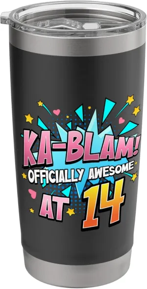 Ka-Blam 14 Year Old Girls 14th Birthday Comic Book Superhero Stainless Steel Insulated Tumbler