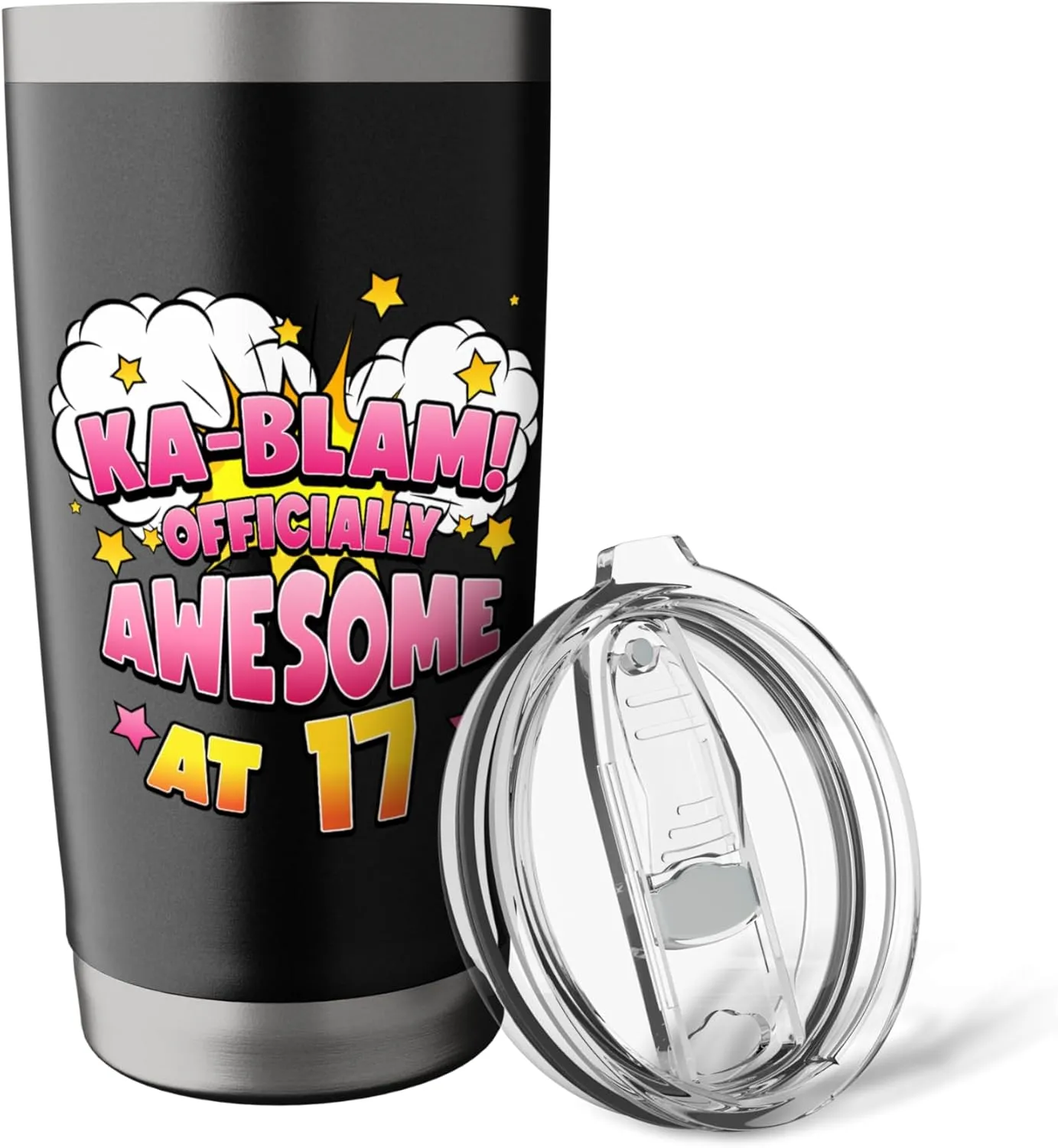 Ka-Blam 17 Year Old Girls 17th Birthday Comic Themed Party Stainless Steel Insulated Tumbler