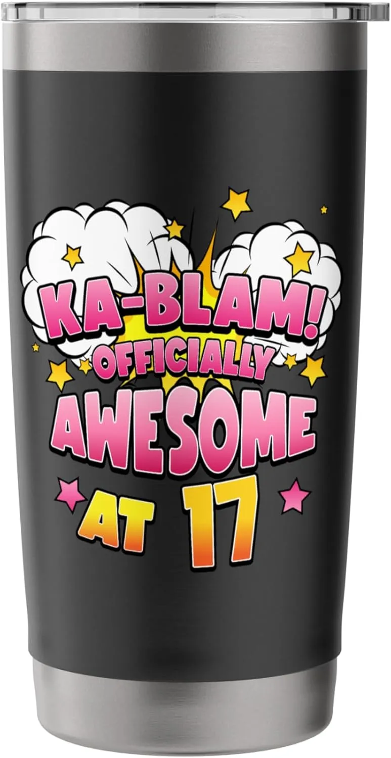 Ka-Blam 17 Year Old Girls 17th Birthday Comic Themed Party Stainless Steel Insulated Tumbler