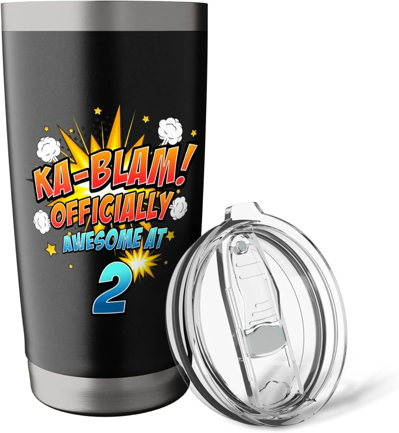 Ka-Blam 2 Year Old Boys 2nd Birthday Comic Book Super Hero Stainless Steel Insulated Tumbler