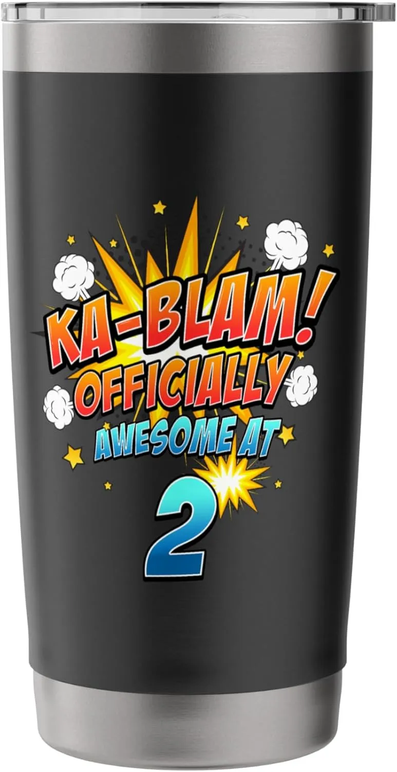 Ka-Blam 2 Year Old Boys 2nd Birthday Comic Book Super Hero Stainless Steel Insulated Tumbler