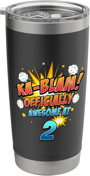 Ka-Blam 2 Year Old Boys 2nd Birthday Comic Book Super Hero Stainless Steel Insulated Tumbler
