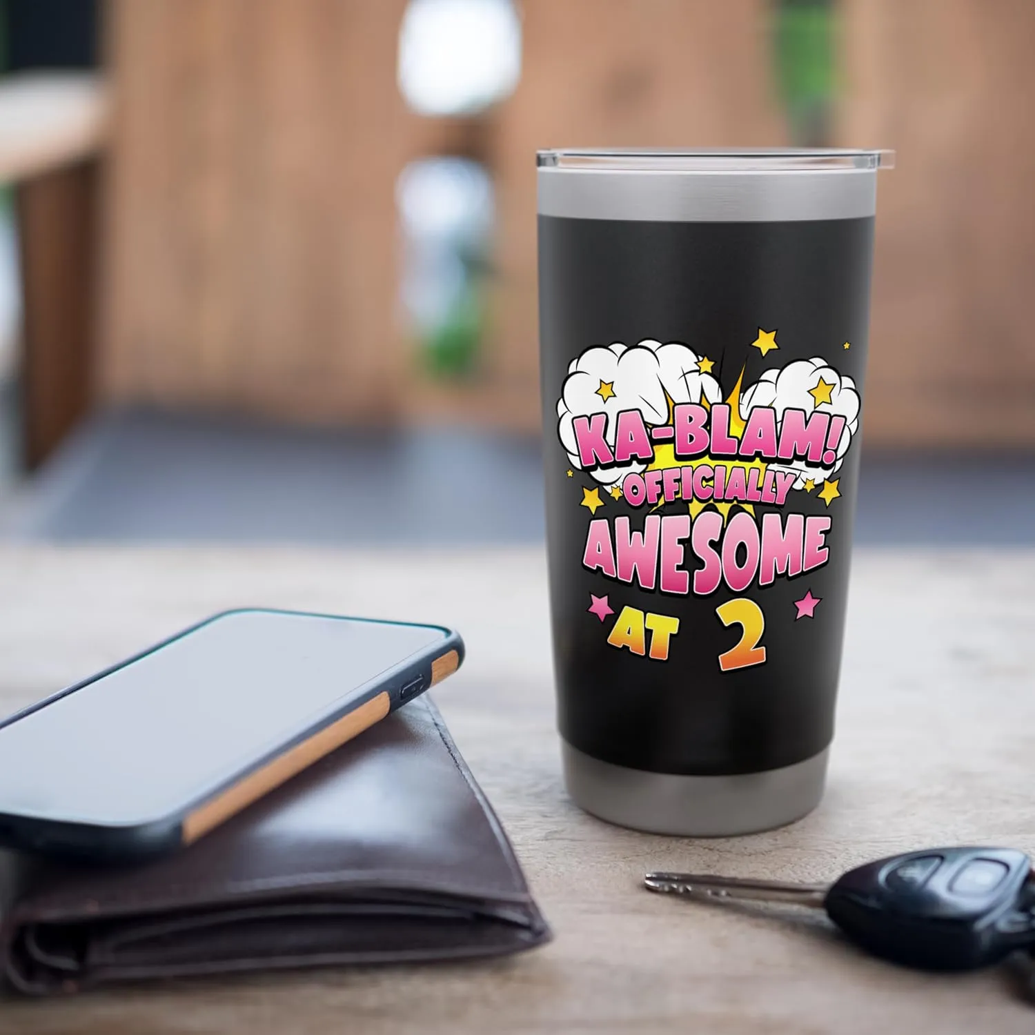 Ka-Blam 2 Year Old Girls 2nd Birthday Comic Themed Party Stainless Steel Insulated Tumbler