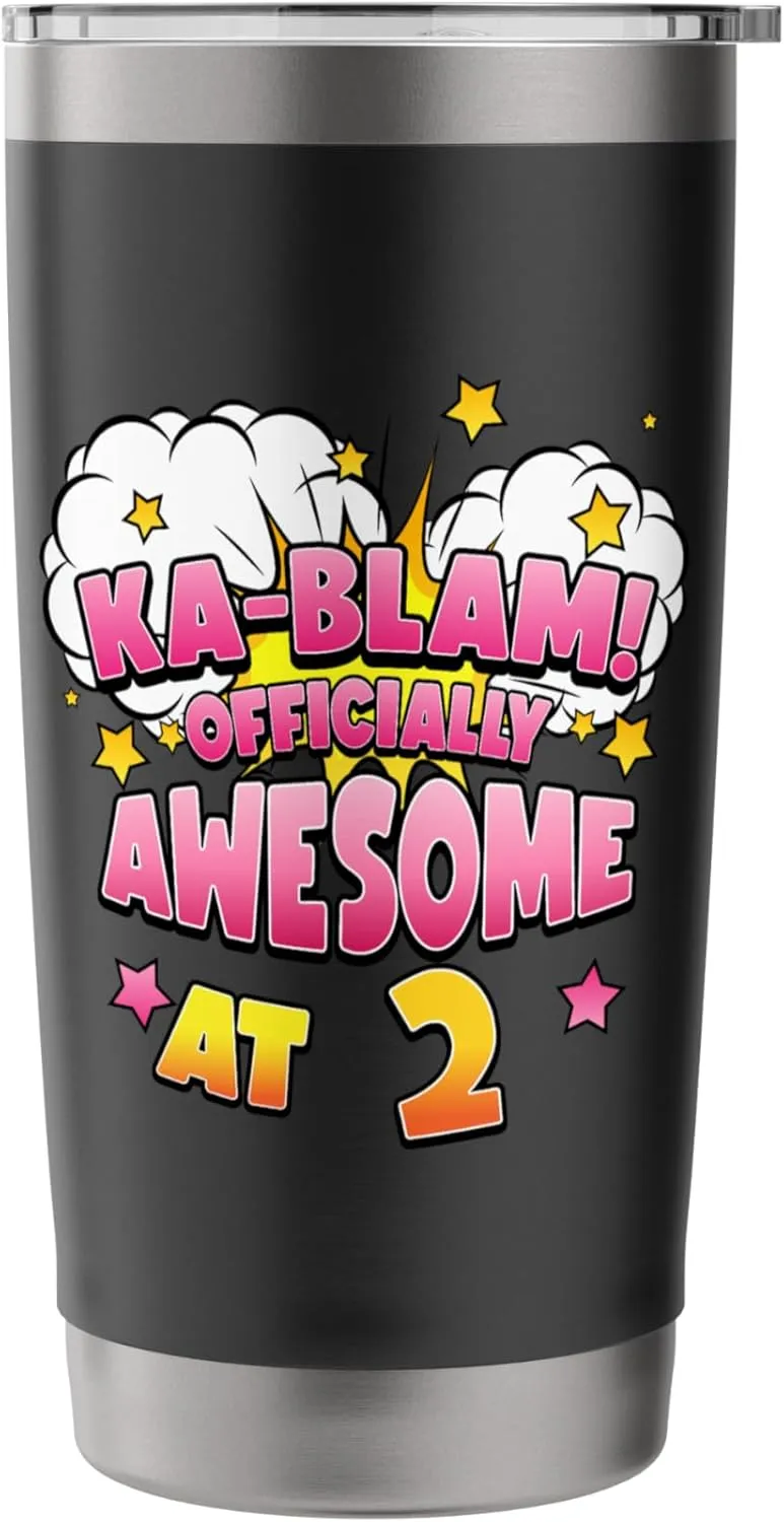 Ka-Blam 2 Year Old Girls 2nd Birthday Comic Themed Party Stainless Steel Insulated Tumbler