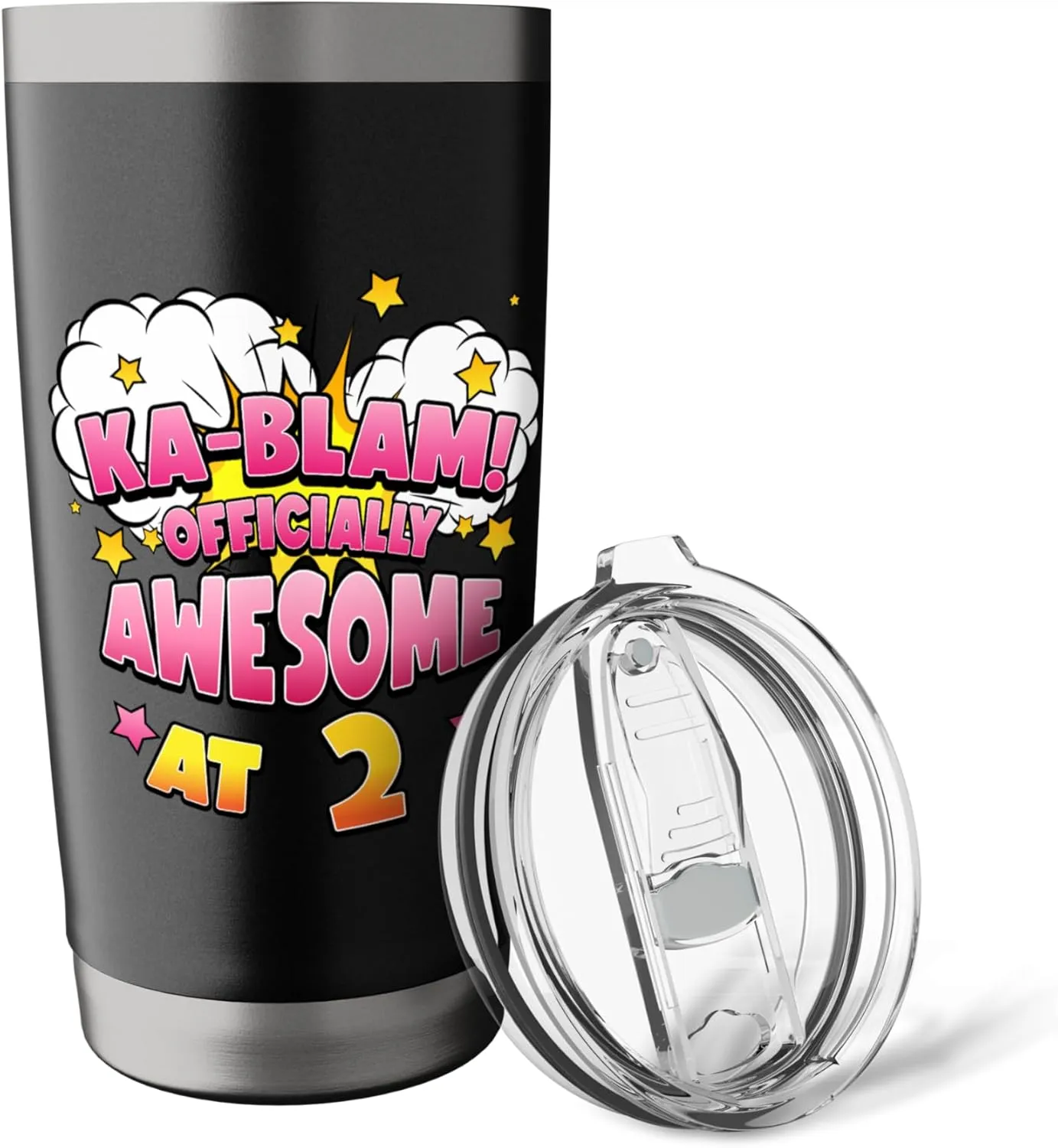 Ka-Blam 2 Year Old Girls 2nd Birthday Comic Themed Party Stainless Steel Insulated Tumbler